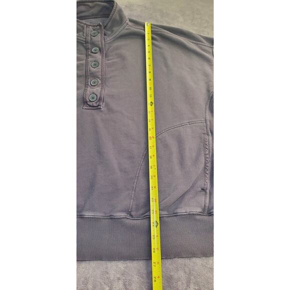 Aerie Mock Neck Oversize Sz XXL Womens Sweatshirt Dark Gray Buttons Pockets C25 - Picture 2 of 9